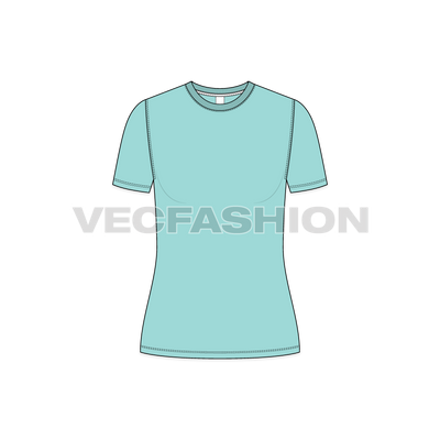 Basic Round Neck T-shirt vector apparel template