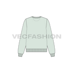 Womens basic v-neck sweatshirt flat sketch, back view
