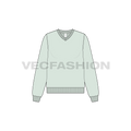 Womens basic v-neck sweatshirt flat sketch, front view