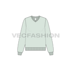 Womens basic v-neck sweatshirt flat sketch, front view
