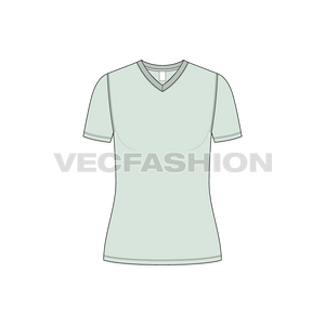 Womens Basic V-neck T-shirt vector fashion template