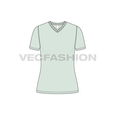 Womens Basic V-neck T-shirt vector fashion template