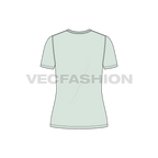 Womens basic v-neck t-shirt flat sketch, back view