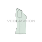 Womens basic v-neck t-shirt flat sketch, side view