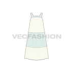 Womens beach midi dress flat sketch, front view