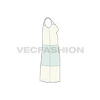 Womens beach midi dress flat sketch, side view