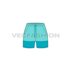 Womens beach shorts flat sketch, front view