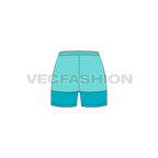 Womens beach shorts flat sketch, back view