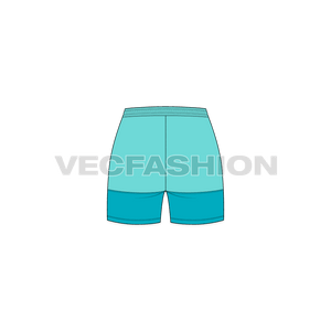 A vector fashion sketch template for Women's Beach Shorts. It has a panel at lower leg part with elasticated waistband and drawstrings. Download it, Color it Yourself and add your logo.