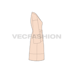 Womens bedtime cover-up flat sketch, side view