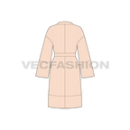 Womens bedtime cover-up flat sketch, back view