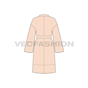 A vector illustrator fashion cad for Women's Bedtime Cover-up. It is usually made of satin silk material and comes up till mid-thigh length. 