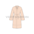 Womens bedtime cover-up flat sketch, front view
