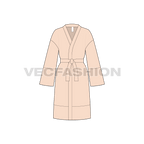 Womens bedtime cover-up flat sketch, front view