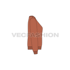 Womens boat neck sweatshirt, alternate colorway flat sketch, side view