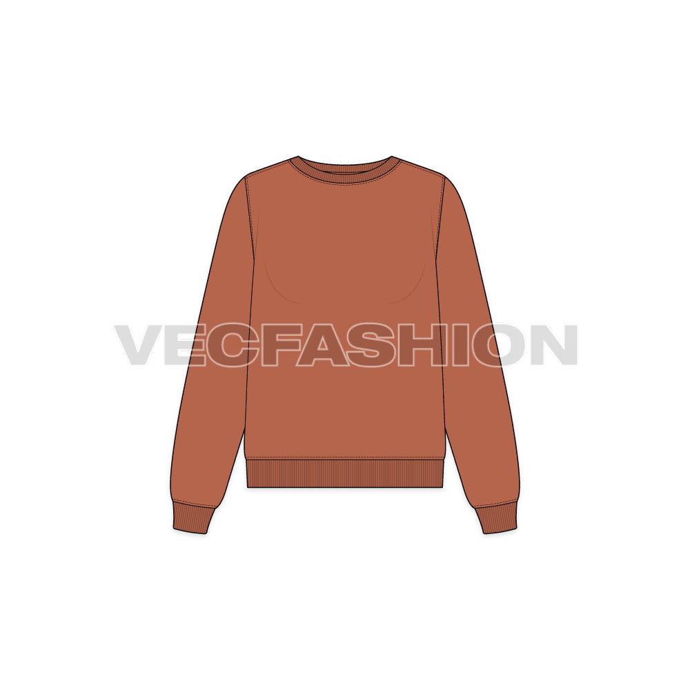 Womens boat neck sweatshirt, alternate colorway flat sketch, front view