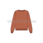 Womens boat neck sweatshirt, alternate colorway flat sketch, front view