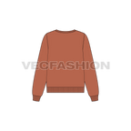 Womens boat neck sweatshirt, alternate colorway flat sketch, back view