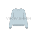 Womens boat neck sweatshirt flat sketch, back view