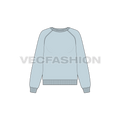 Womens boat neck sweatshirt flat sketch, front view