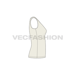 A vector template for Women’s Boat Neck Tank highly used for running, fitness and training purposes.