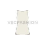 Womens boat neck tank top flat sketch, back view