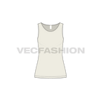 Womens boat neck tank top flat sketch, front view