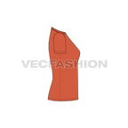 Womens boat neck tshirt flat sketch, side view