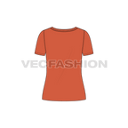 Womens boat neck tshirt flat sketch, back view
