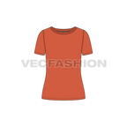 Womens boat neck tshirt flat sketch, front view