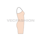 Womens bodycon mini dress flat sketch, side view