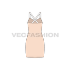 Womens bodycon mini dress flat sketch, back view