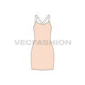 Womens bodycon mini dress flat sketch, front view