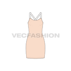 Womens bodycon mini dress flat sketch, front view