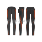 Womens bodyfit leggings flat sketch, showing all views, front, side and back