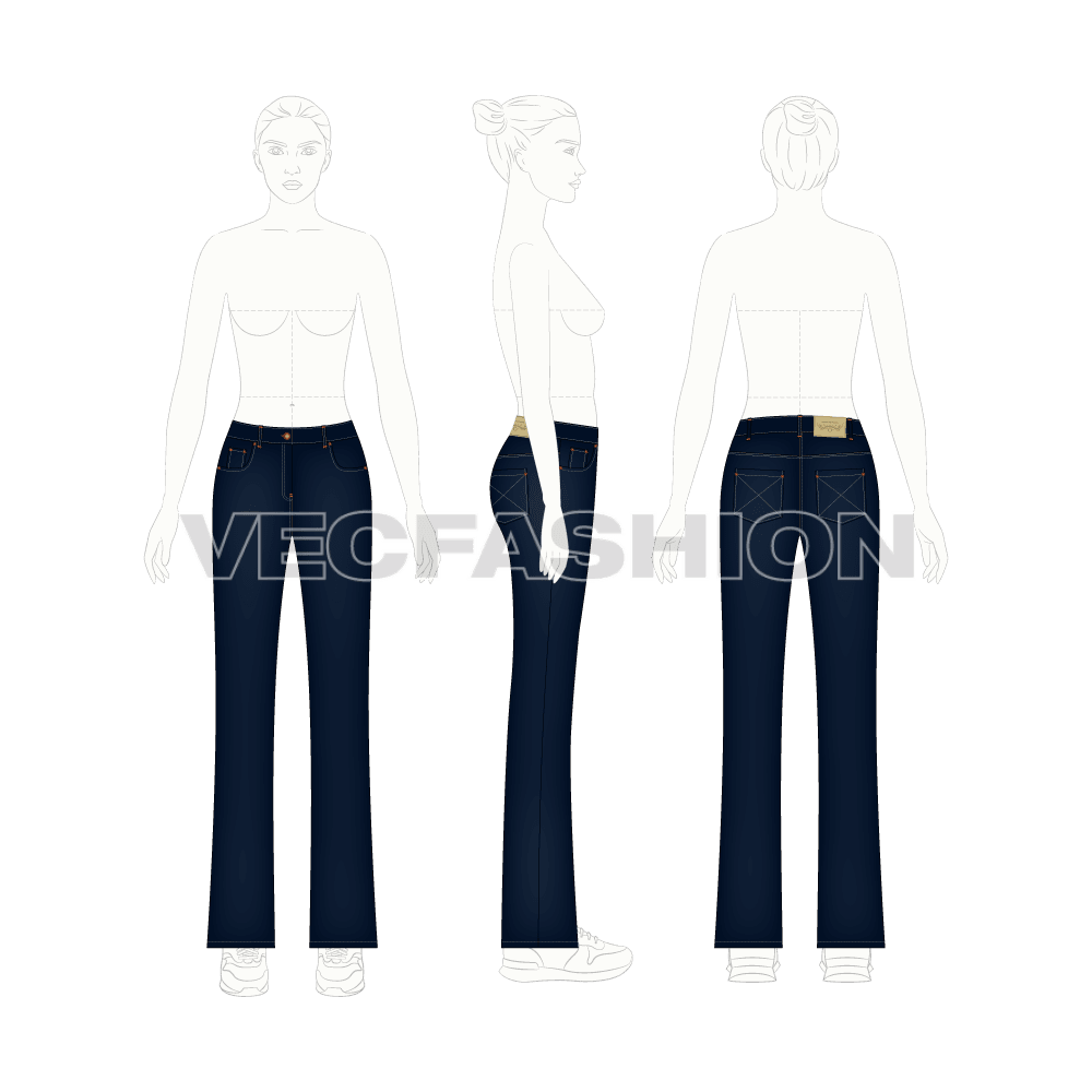 Women's Bootleg Denim Jeans - VecFashion