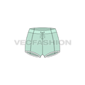 Womens booty shorts flat sketch, front view