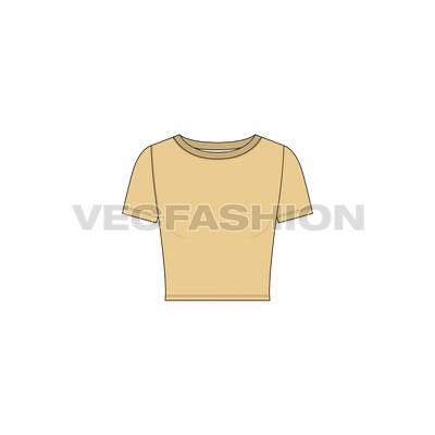 A vector template for Women's Box Cut Short Length T-shirt.