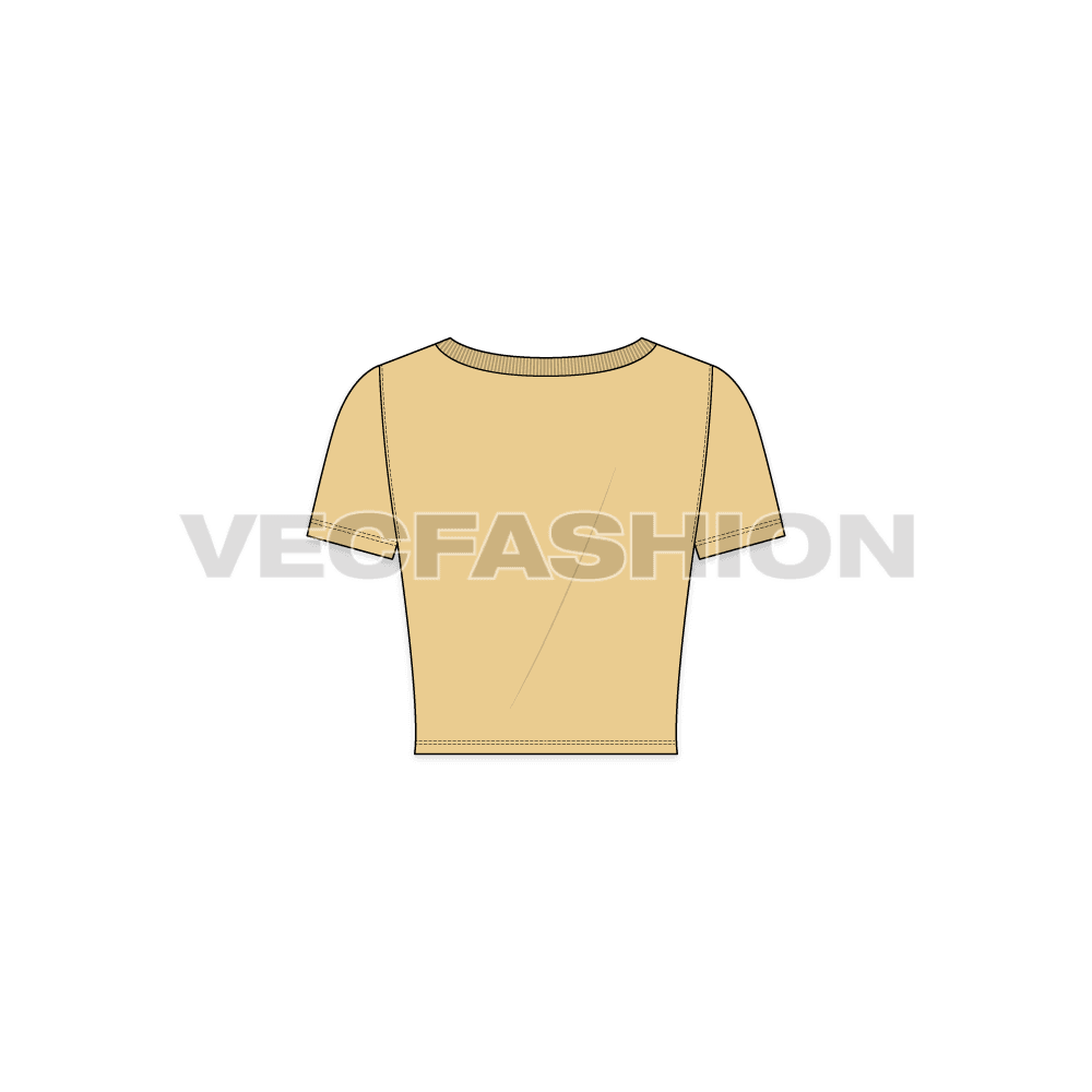 A vector template for Women's Box Cut Short Length T-shirt.