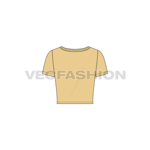 A vector template for Women's Box Cut Short Length T-shirt.