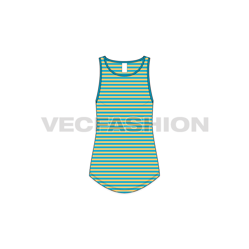 Womens boyfriend ringer tank flat sketch, front view