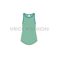 Womens boyfriend ringer tank flat sketch, front view