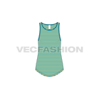 Womens boyfriend ringer tank flat sketch, front view