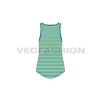 Womens boyfriend ringer tank flat sketch, back view