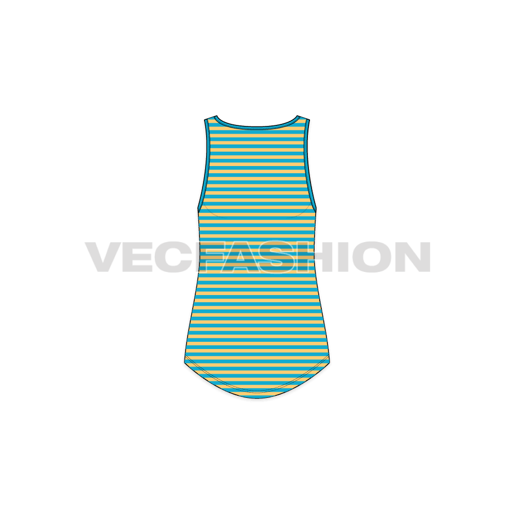 A simple vector illustration for Women's Boy Friend Ringer Tank in lose Fit body style. This garment can be worn for routine Running or Training Activities.