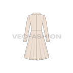 Womens bridesmaid party dress flat sketch, back view
