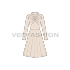 Womens bridesmaid party dress flat sketch, front view