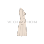 Womens bridesmaid party dress flat sketch, side view