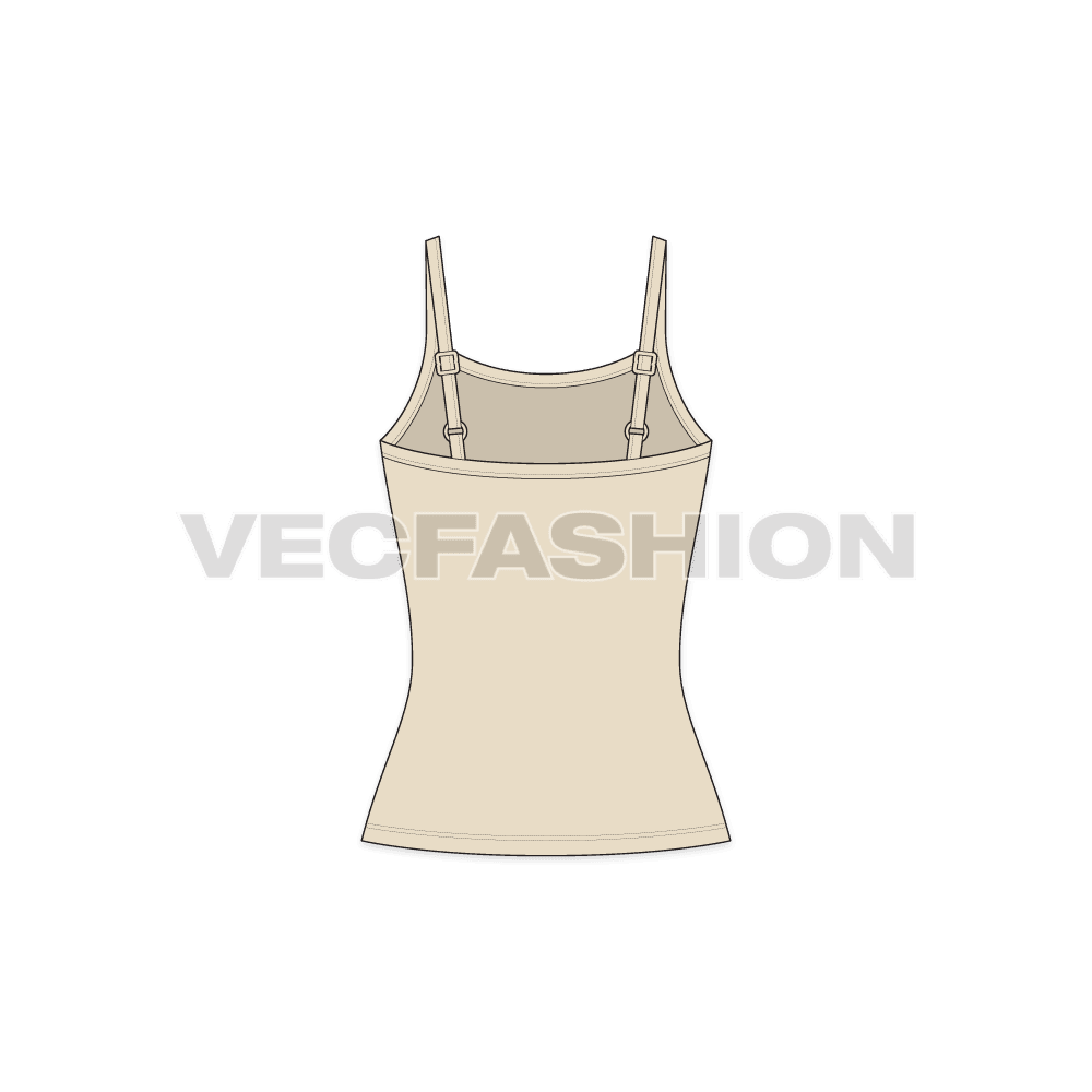 Womens camisole top flat sketch, back view