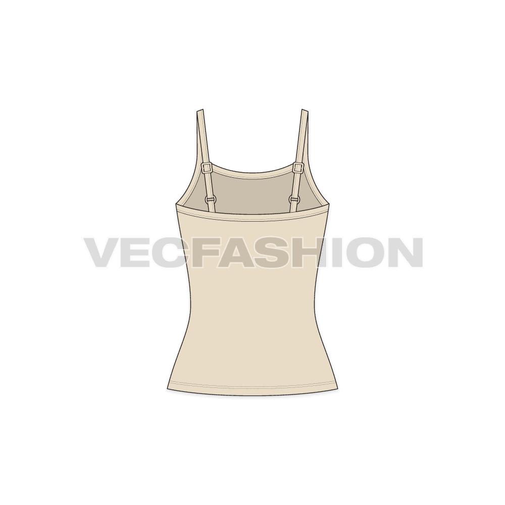 A vector template for Women's Camisole Top in Skin Color - back view
